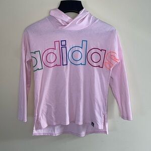 Adidas lightweight hooded pullover shirt. Girls size M